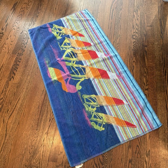 VTG Franco Beach Towel Colorful Windsurfers Waves Sailing 80s 90s - Picture 6 of 8